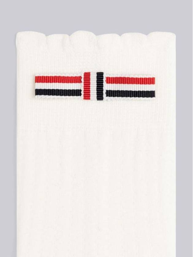 Scallop Pointel Bow Crew Socks White - THOM BROWNE - BALAAN 3