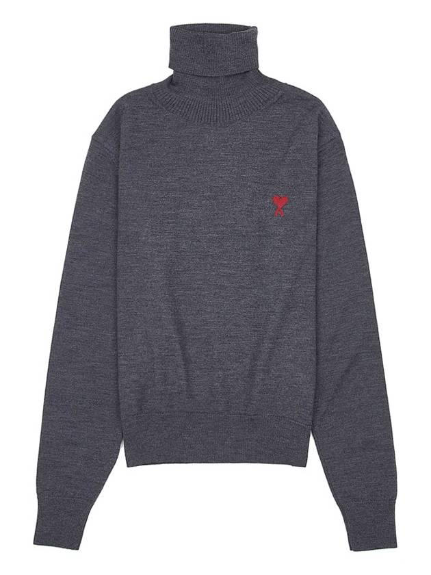 Small Heart Logo Turtleneck Grey - AMI - BALAAN 2