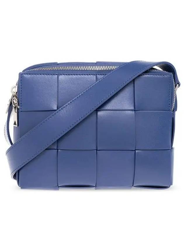 Cassette Intrecciato Leather Cross Bag Navy - BOTTEGA VENETA - BALAAN 3