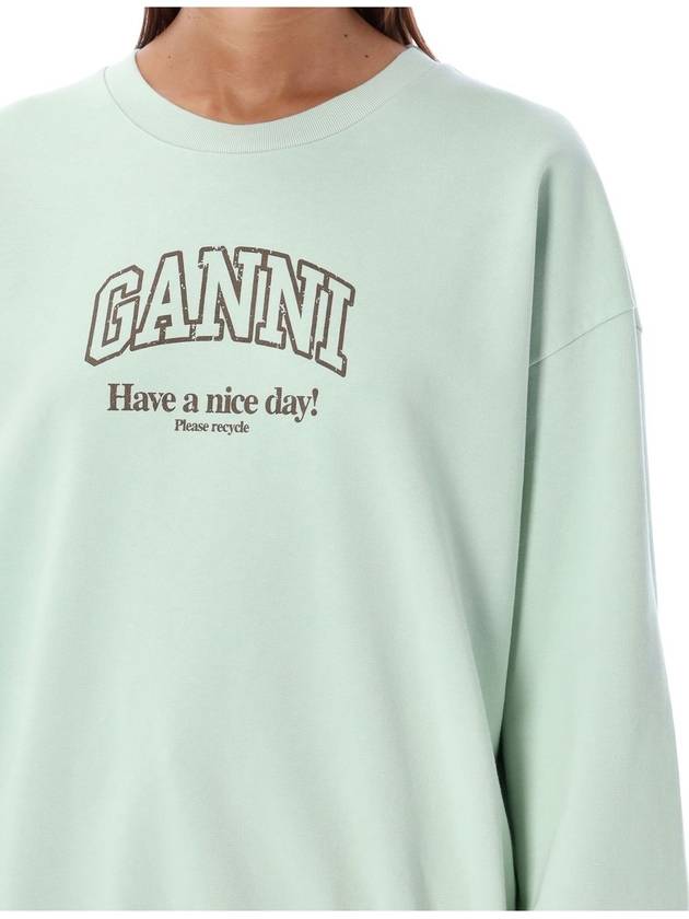 Logo Crew Neck Sweatshirt Aqua Form - GANNI - BALAAN 4