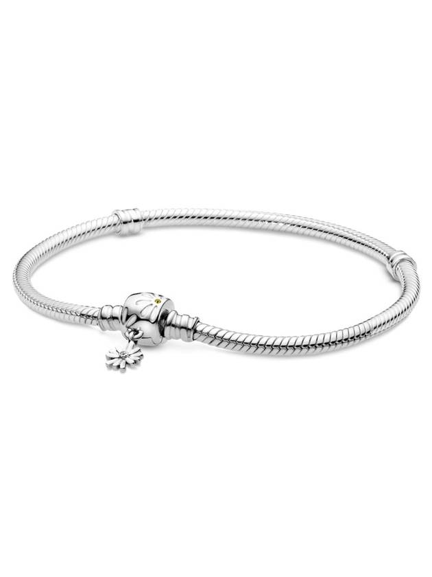 Women's Moment Daisy Flower Clasp Snake Chain Bracelet Silver - PANDORA - BALAAN.