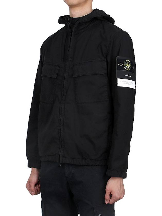 Cotton Twill Stretch Hooded Jacket Black - STONE ISLAND - BALAAN 5