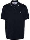 Logo Embroidered Cotton Short Sleeve Polo Shirt Black - BRUNELLO CUCINELLI - BALAAN 1