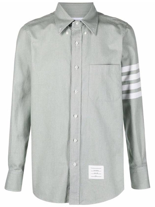 Men's Diagonal Solid Flannel Long Sleeve Shirt Green - THOM BROWNE - BALAAN 2