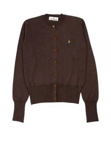 Bea Logo Wool Cardigan Brown - VIVIENNE WESTWOOD - BALAAN 1