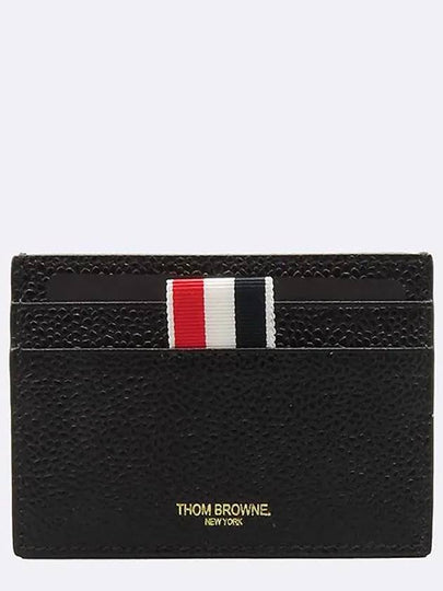 Unused FAW035A 00198 001 Black color three stripe tab pebble leather card wallet - THOM BROWNE - BALAAN 2