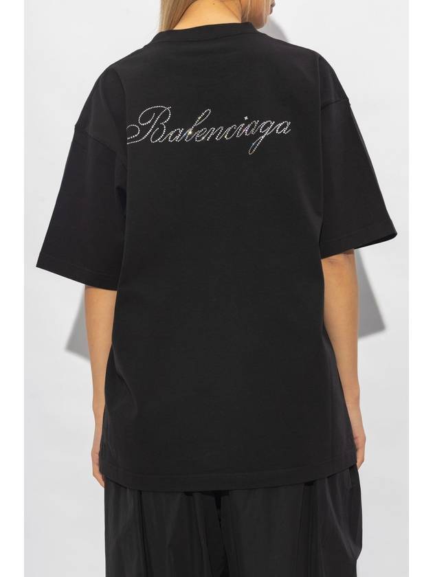 Logo Print Short Sleeve T-Shirt Black - BALENCIAGA - BALAAN 5