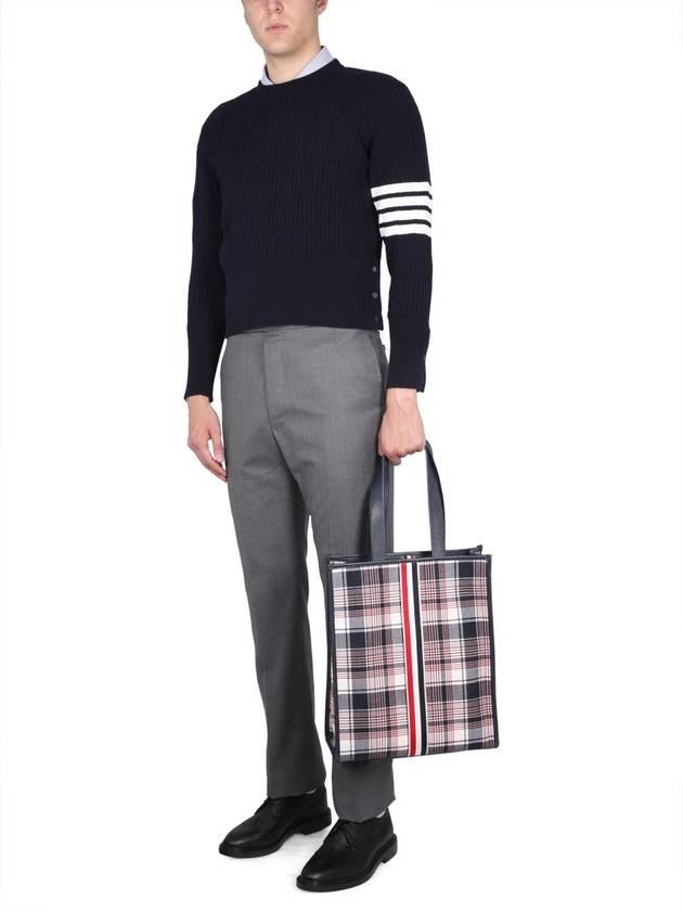 Baby Cable Cotton 4 Bar Crew Neck Knit Top Navy - THOM BROWNE - BALAAN 3