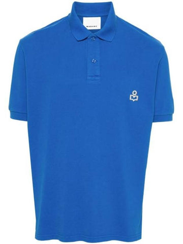 Afko Logo Cotton Polo Shirt Blue - ISABEL MARANT - BALAAN 1