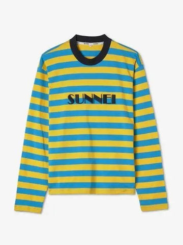 Classic Long Sleeve Big Logo Embroidered T Shirt Yellow Blue MRTWXJER025COT002YB900 - SUNNEI - BALAAN 1