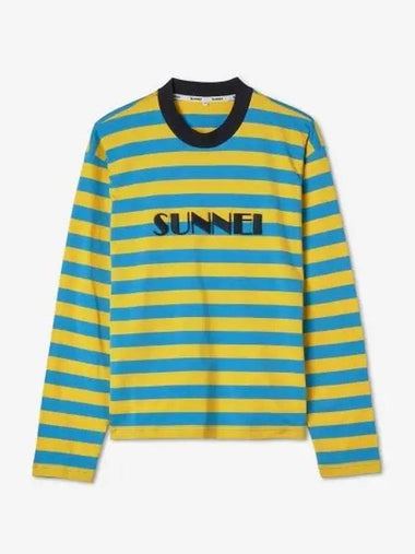 Classic Long Sleeve Big Logo Embroidered T Shirt Yellow Blue MRTWXJER025COT002YB900 - SUNNEI - BALAAN 1