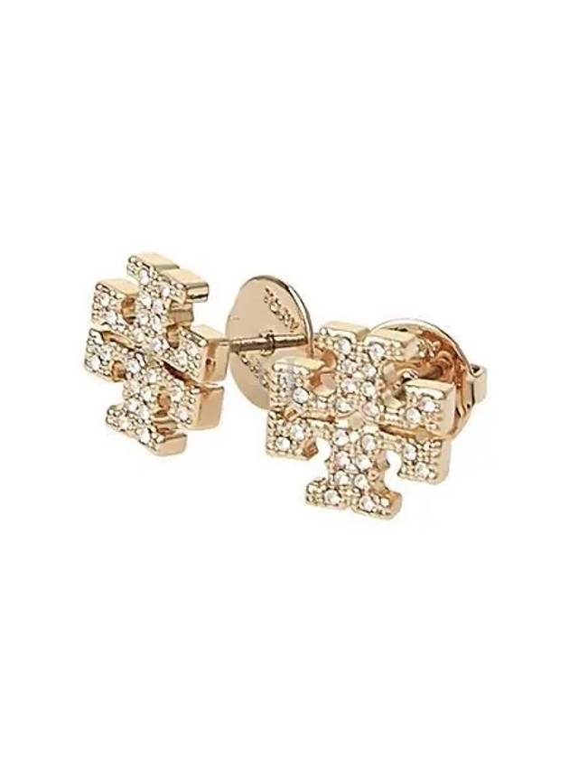 Crystal Logo Stud Earrings Rose Gold - TORY BURCH - BALAAN 2