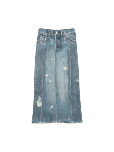 Print Rib Cotton Denim H-Line Skirt Blue - ACNE STUDIOS - BALAAN 1