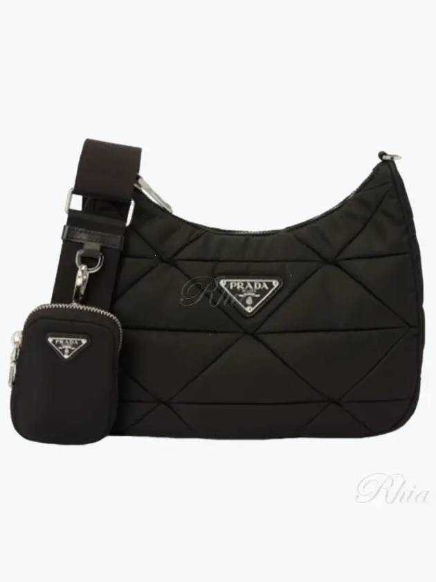 Triangle Logo Re-nylon Paddde Hobo Cross Bag Black - PRADA - BALAAN 2