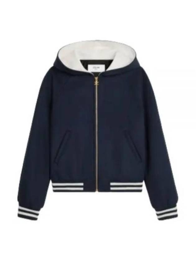 Teddy Double Face Cashmere Hooded Jacket Navy - CELINE - BALAAN 2