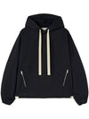 Two Side Zip Pockets Technical Cotton Hoodie Black - JIL SANDER - BALAAN 2