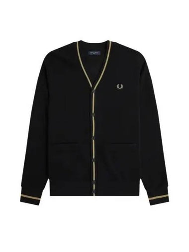 Fred Perry tipped pique texture cardigan black - FRED PERRY - BALAAN 1