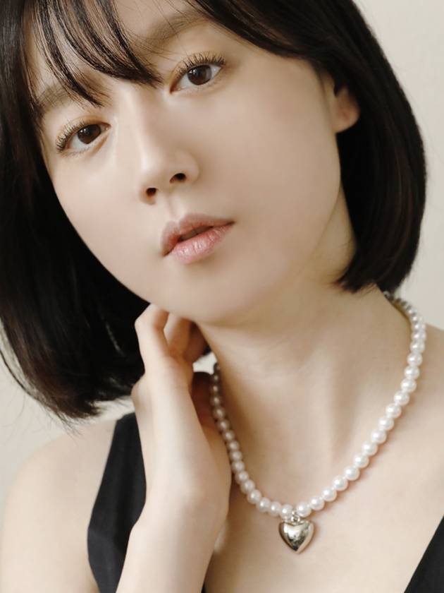 Heart Pearl Toggle Necklace Silver - SOSOO - BALAAN 3