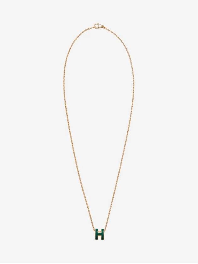 Mini Pop H Pendant Necklace Gold Vert Cypres - HERMES - BALAAN 5