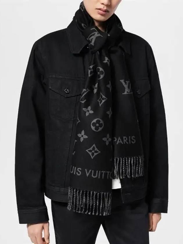 Monogram Wool Scarf Black - LOUIS VUITTON - BALAAN 7