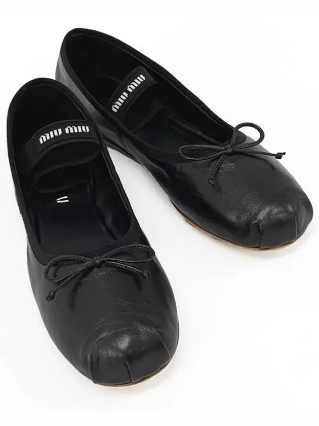 Women's Logo Leather Ballerinas Black - MIU MIU - BALAAN 5