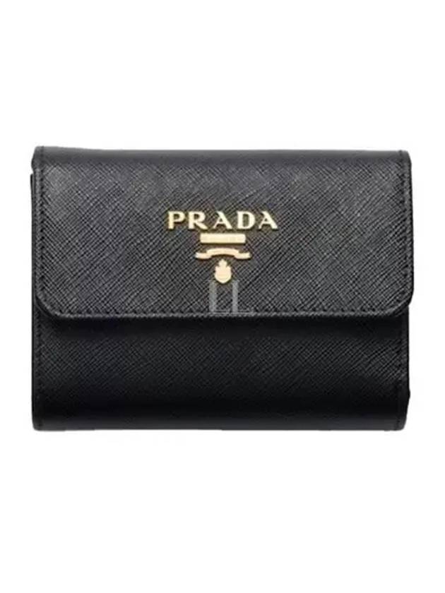 Saffiano Metal Logo Half Wallet Black - PRADA - BALAAN 2