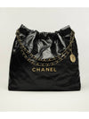 Medium Shoulder Bag Shiny Calfskin Gold Black - CHANEL - BALAAN 3