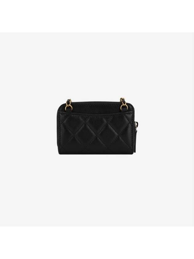 CC Logo Gold Ball Chain Lambskin Card Wallet Black - CHANEL - BALAAN 3