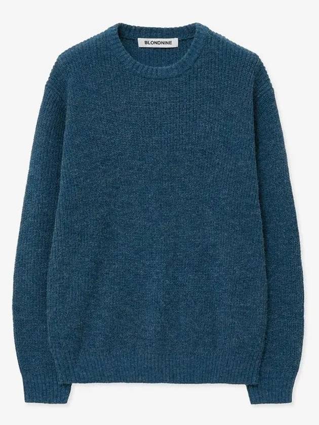 Crew neck rib knit sweater melange blue - BLONDNINE - BALAAN 6