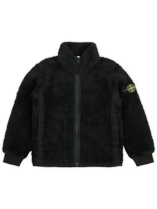 Kids Garment Dyed Cotton Polyester Terry Zip Up Jacket Black - STONE ISLAND - BALAAN 4