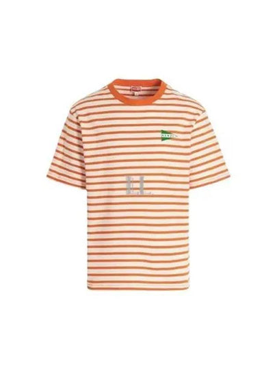 Nautical Stripes Oversized Cotton Short Sleeve T-Shirt Orange - KENZO - BALAAN 2