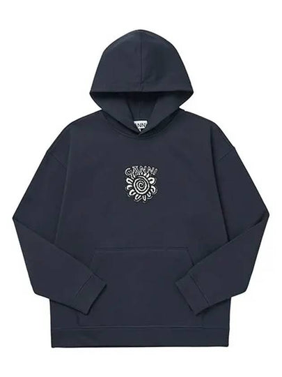 Oversized Isoli Flower Organic Cotton Hoodie Sky Captain - GANNI - BALAAN 2