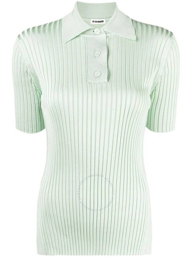 Jil Sander Ladies Apple Ribbed Knit Polo Shirt, Brand Size 36 (US Size 6) - JIL SANDER - BALAAN 1