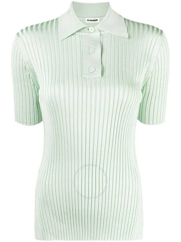 Jil Sander Ladies Apple Ribbed Knit Polo Shirt, Brand Size 36 (US Size 6) - JIL SANDER - BALAAN 1