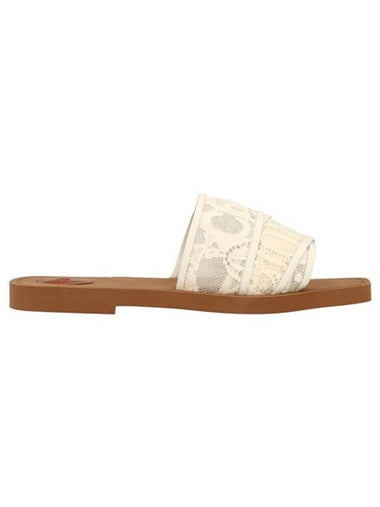 WoMen's Lace Strap Woody Slippers Ivory Brown - CHLOE - BALAAN 1