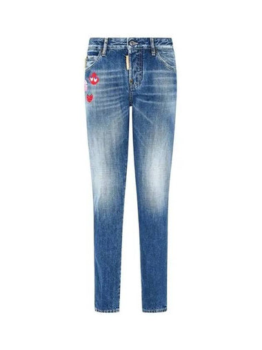 Women s Pac Man Patch Washed Cool Girl Jeans Blue - DSQUARED2 - BALAAN 1