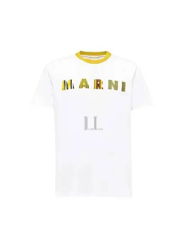 Stripe Logo Print Short Sleeve T-Shirt White - MARNI - BALAAN 2