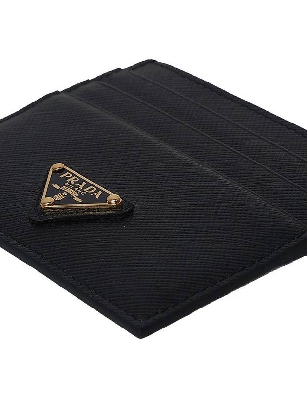 Saffiano Leather Triangle Logo Card Wallet Black Gold - PRADA - BALAAN 9
