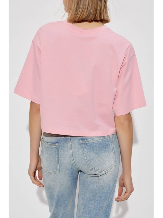 Balmain Short T-shirt With Printed Logo, Women's, Pink - BALMAIN - BALAAN 4