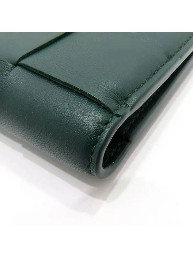 706010 Dark green leather intrecciato weaving small bi fold wallet - BOTTEGA VENETA - BALAAN 4