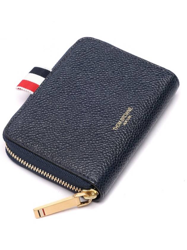 Logo Zip Around Half Wallet Navy - THOM BROWNE - BALAAN 6