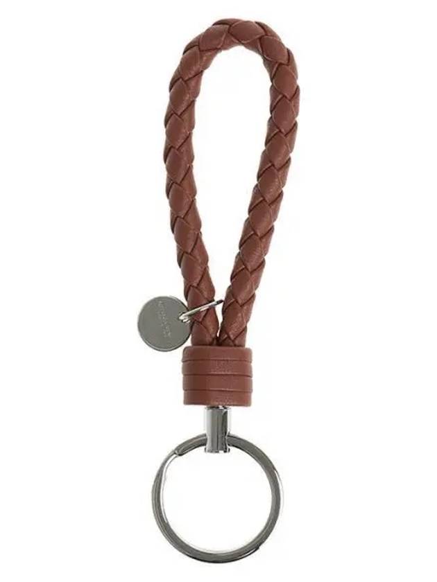 Intrecciato Leather Key Ring Brown - BOTTEGA VENETA - BALAAN 2