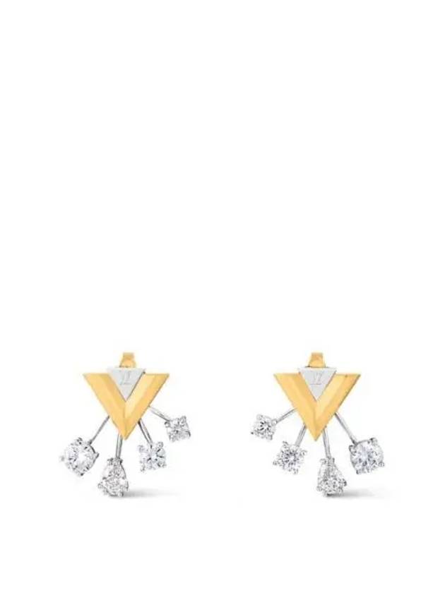 V For Vuitton Earrings Silver Gold - LOUIS VUITTON - BALAAN 1