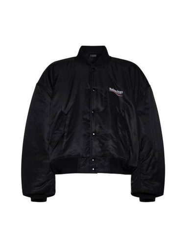 Embroidered Logo Bomber Jacket Black - BALENCIAGA - BALAAN 1