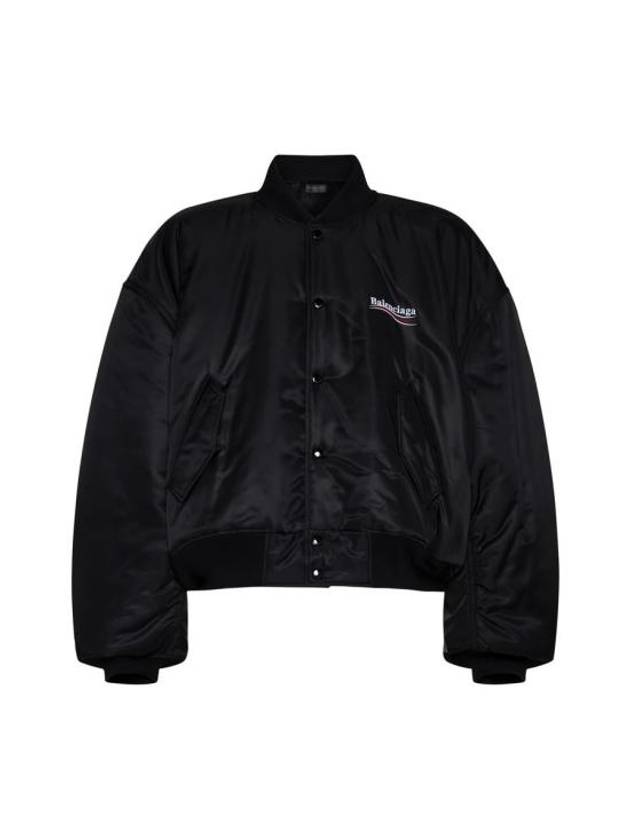 Embroidered Logo Bomber Jacket Black - BALENCIAGA - BALAAN 1