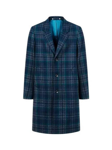 PS wool blend check coat navy - PAUL SMITH - BALAAN 1