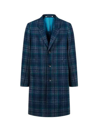 PS wool blend check coat navy - PAUL SMITH - BALAAN 1