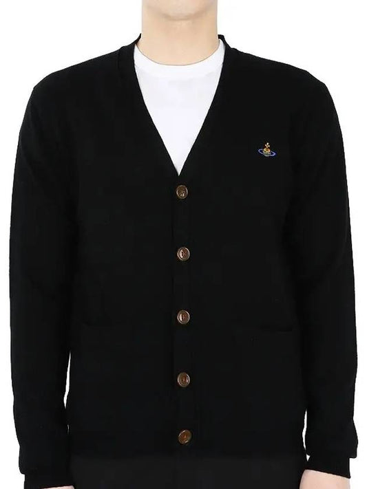 Logo Embroided Button Wool Cardigan Black - VIVIENNE WESTWOOD - BALAAN 2