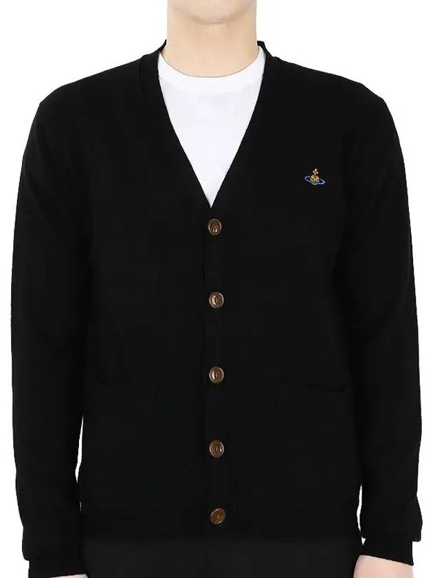 Logo Embroided Button Wool Cardigan Black - VIVIENNE WESTWOOD - BALAAN 3