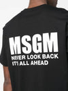 Back Logo Print Cotton Short Sleeve T-Shirt Black - MSGM - BALAAN 5